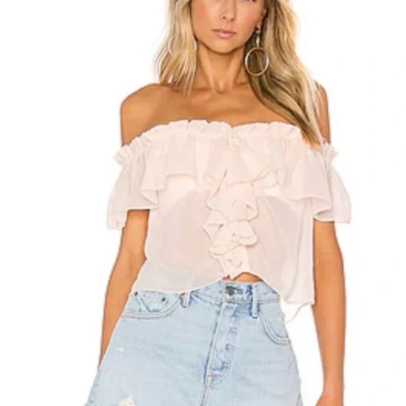 Off-Shoulder Ruffle Top - Pink - Picture 2 of 4